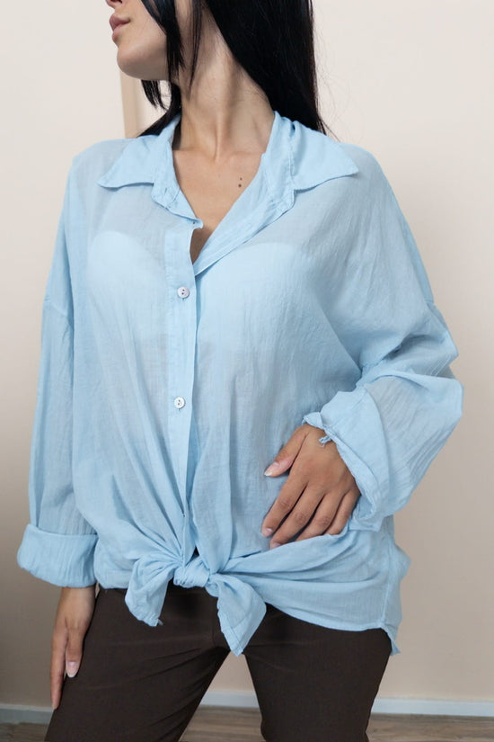 Camicia in mussola - CELESTE