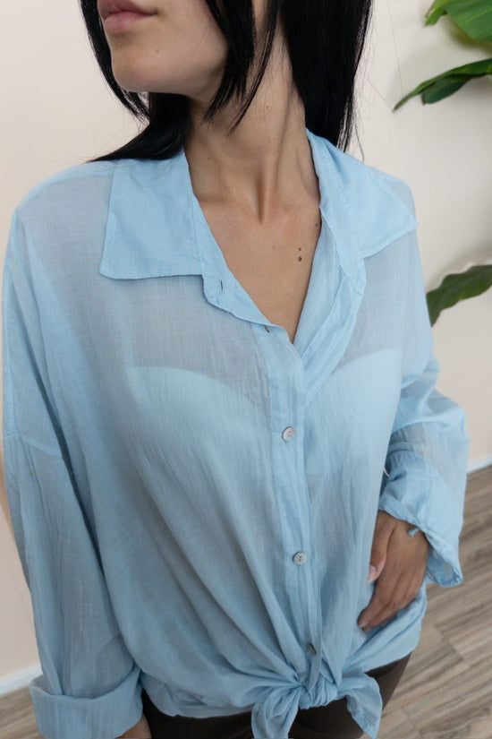 Camicia in mussola - CELESTE