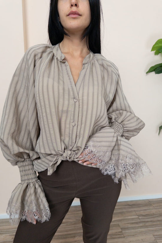 Camicia viscosa annodata - BEIGE