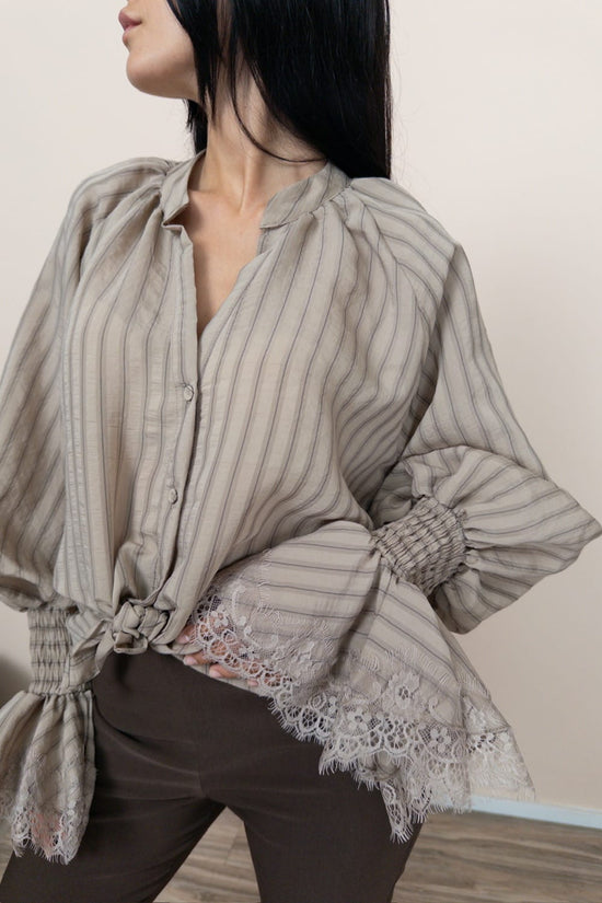 Camicia viscosa annodata - BEIGE