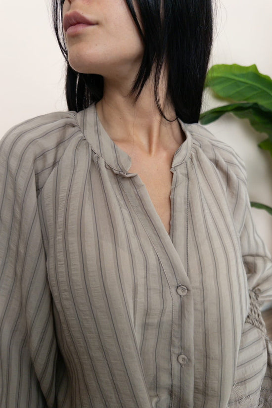 Camicia viscosa annodata - BEIGE