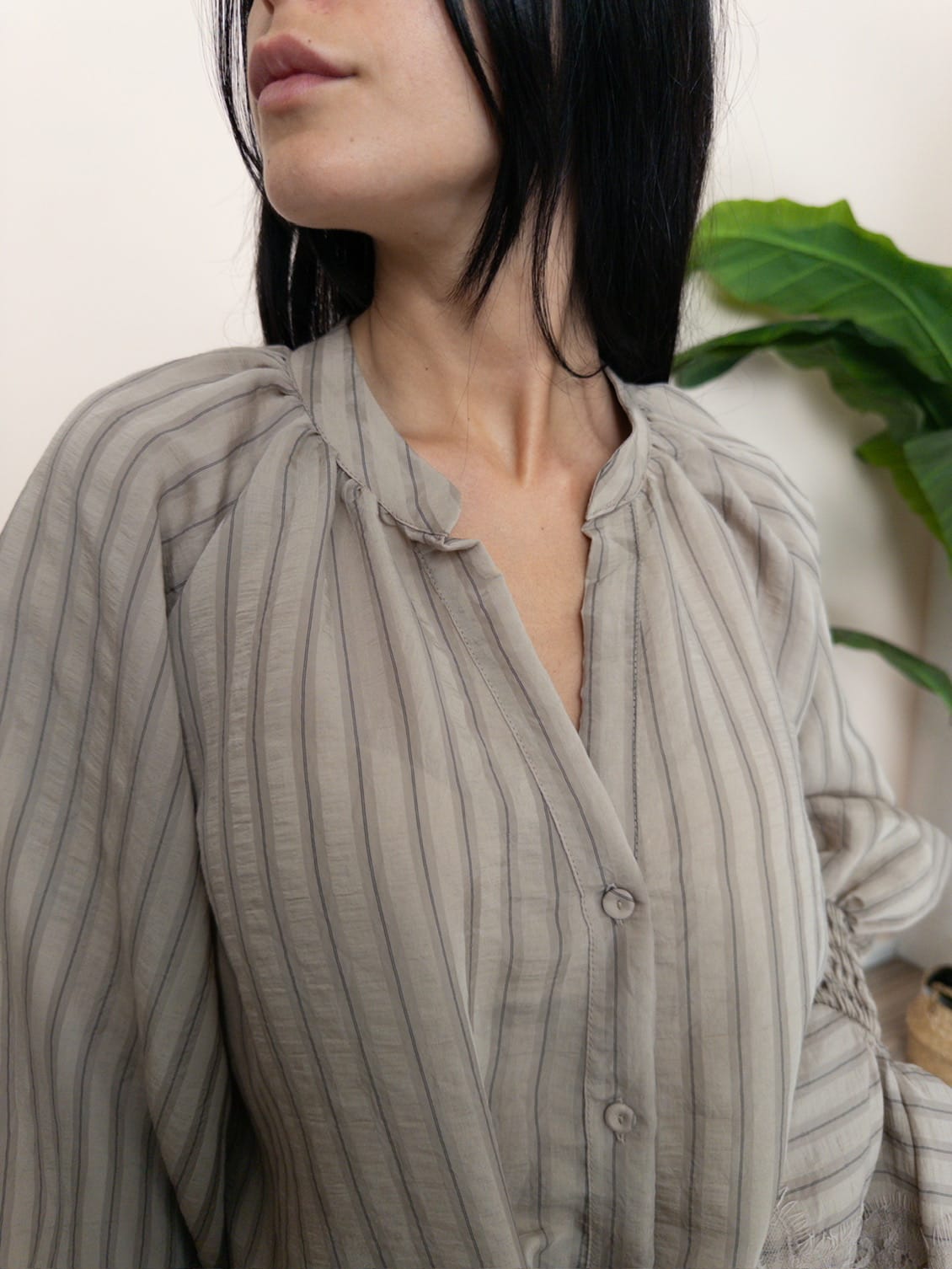 Camicia viscosa annodata - BEIGE