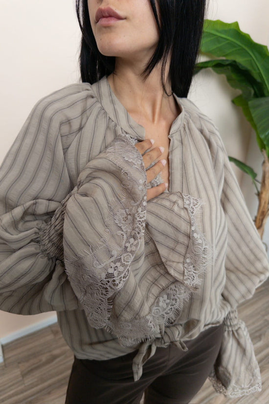 Camicia viscosa annodata - BEIGE