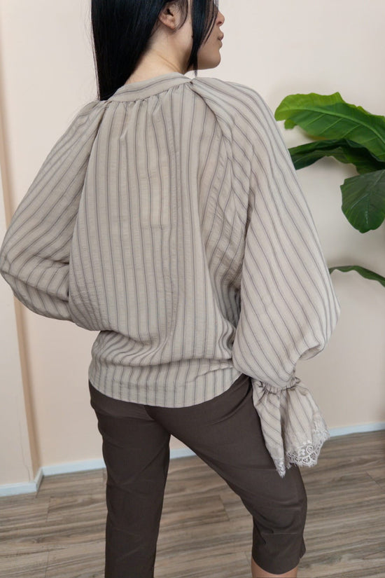Camicia viscosa annodata - BEIGE