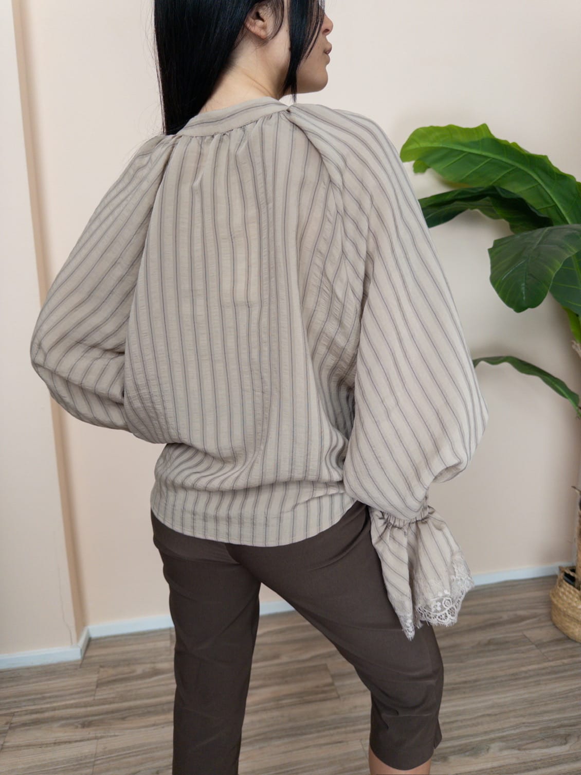 Camicia viscosa annodata - BEIGE