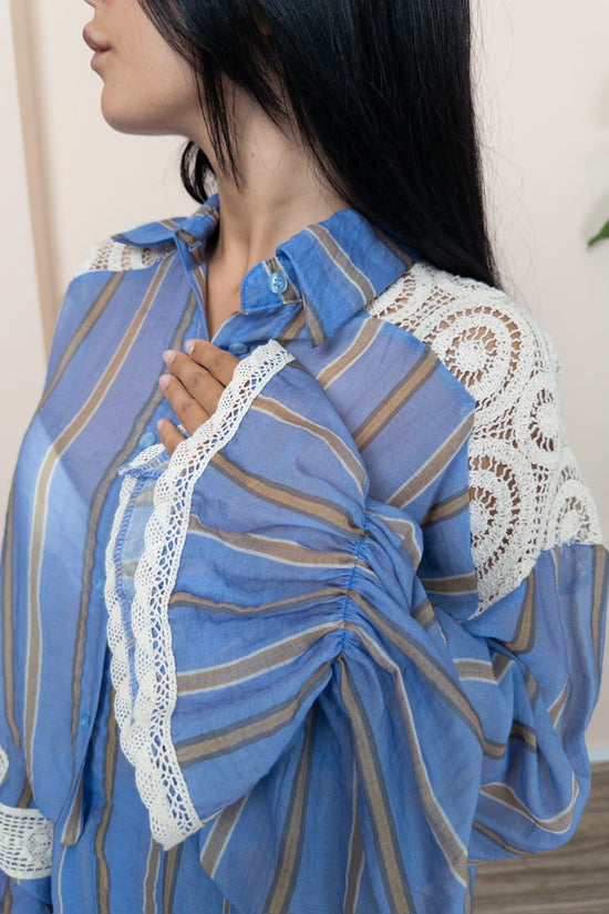 Camicia dettagli pizzo - CELESTE