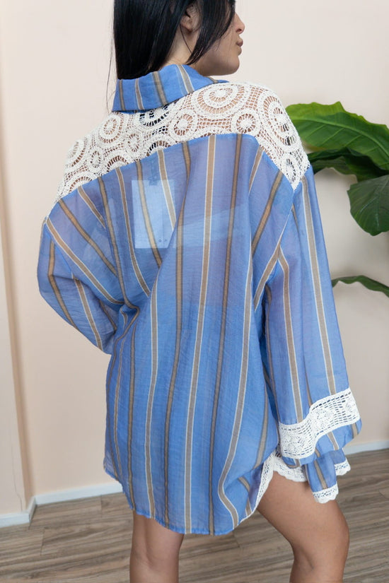 Camicia dettagli pizzo - CELESTE