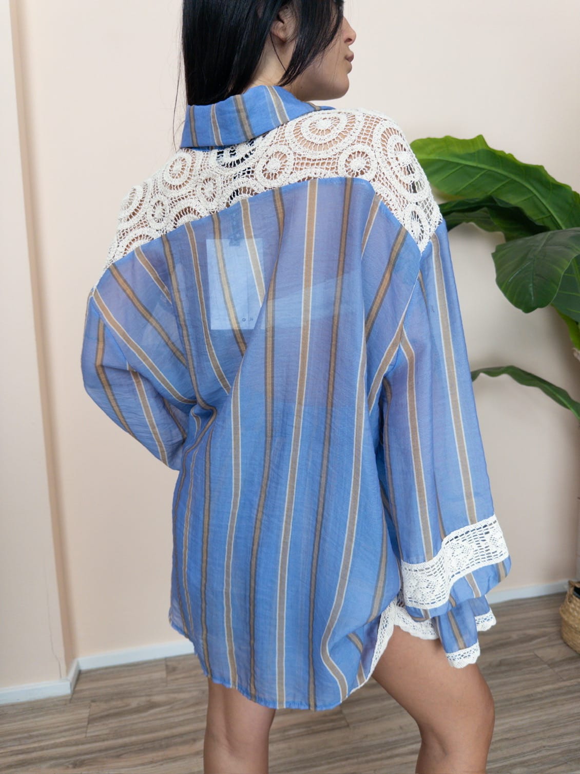 Camicia dettagli pizzo - CELESTE