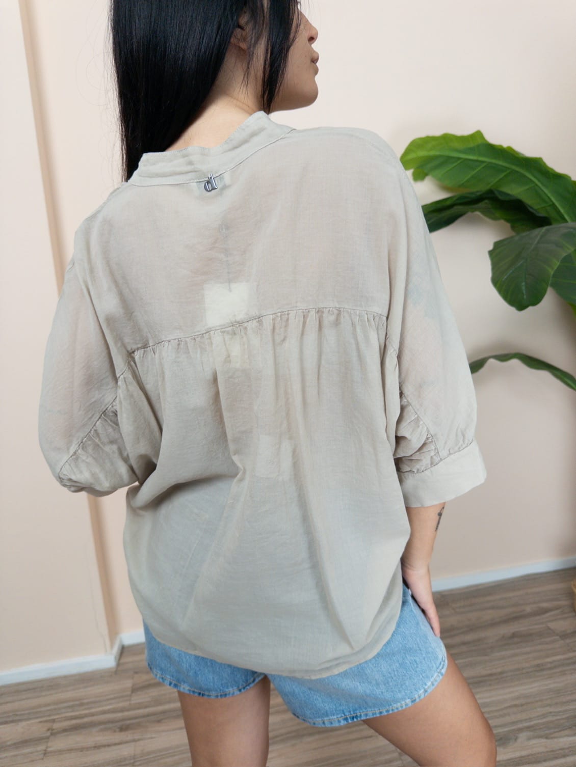 Camicia in mussola - BEIGE