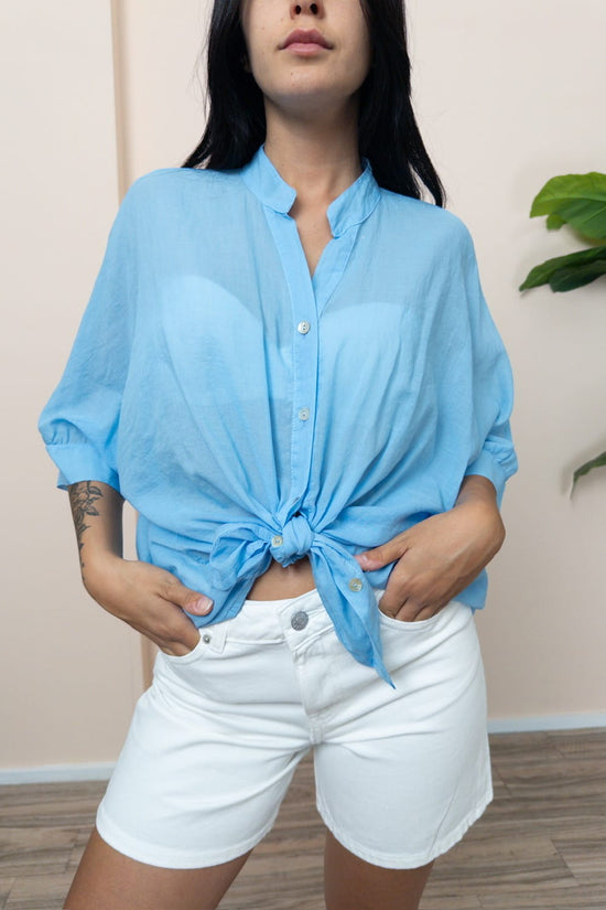 Camicia in mussola - CELESTE