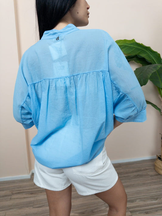 Camicia in mussola - CELESTE
