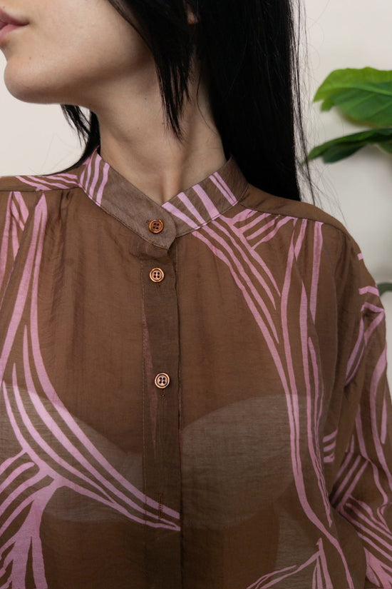 Camicia over in mussola - TABACCO