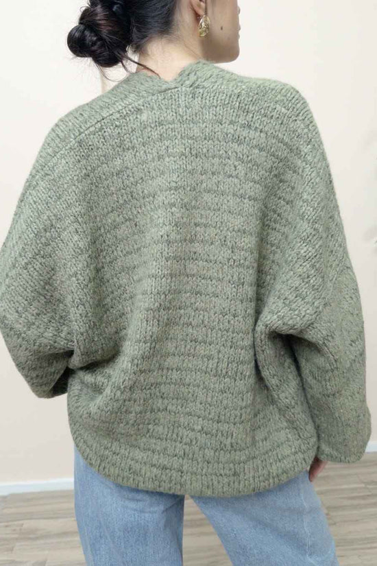 Cardigan con tasche - MILITARE