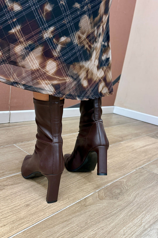 stivale elasticizzato in pelle - MORO