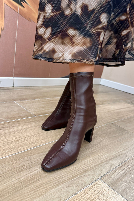 stivale elasticizzato in pelle - MORO