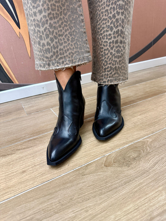 texano in pelle - NERO