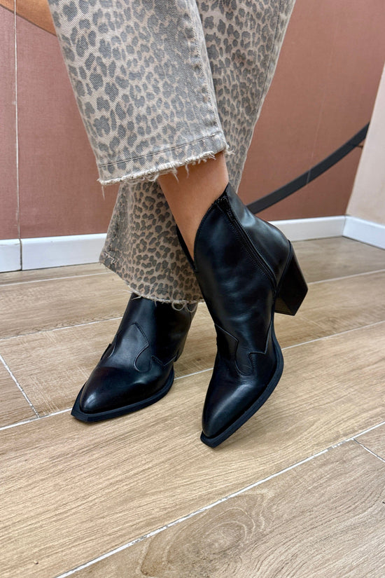 texano in pelle - NERO