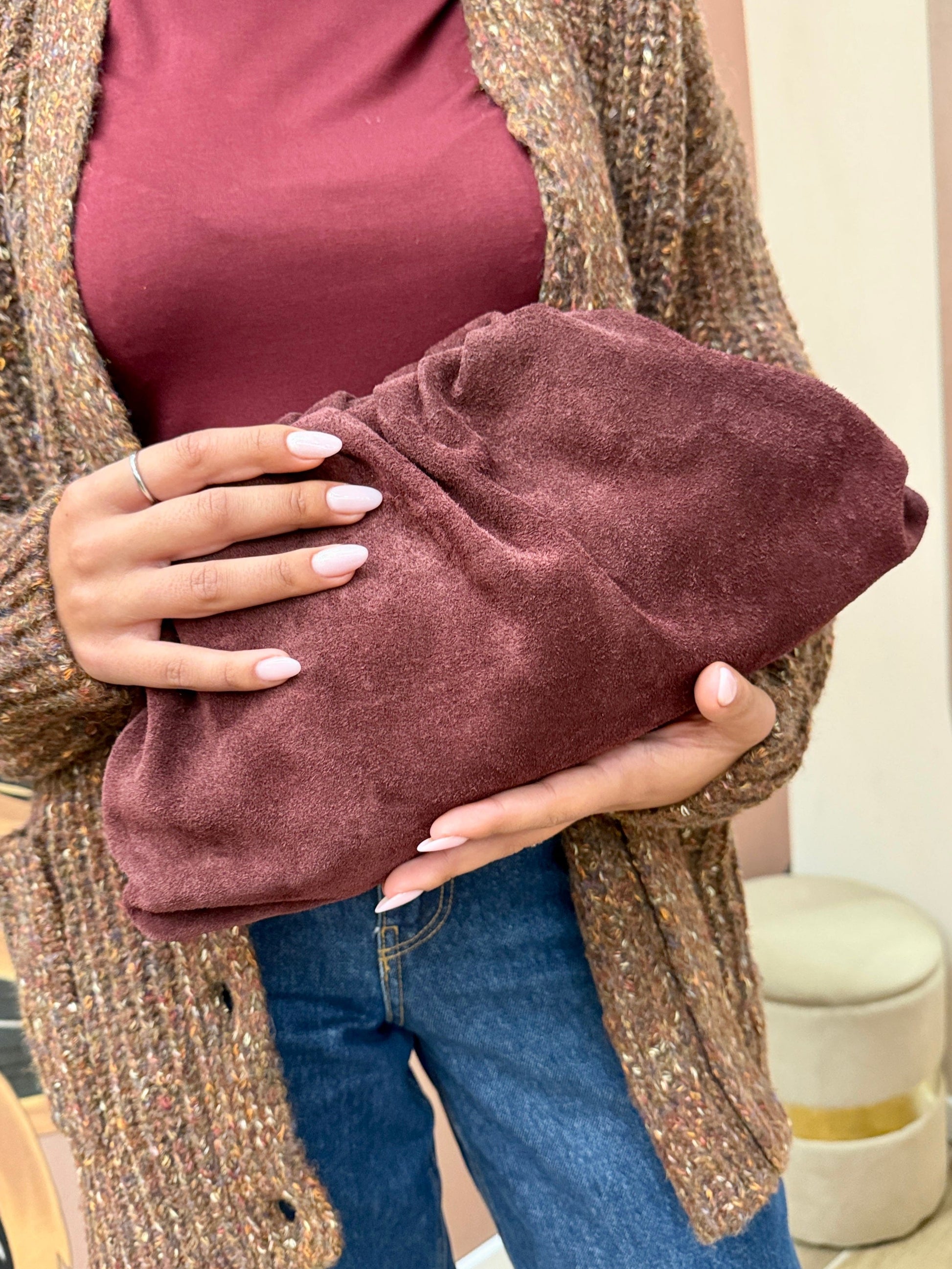 pochette in camoscio misura large - VINO