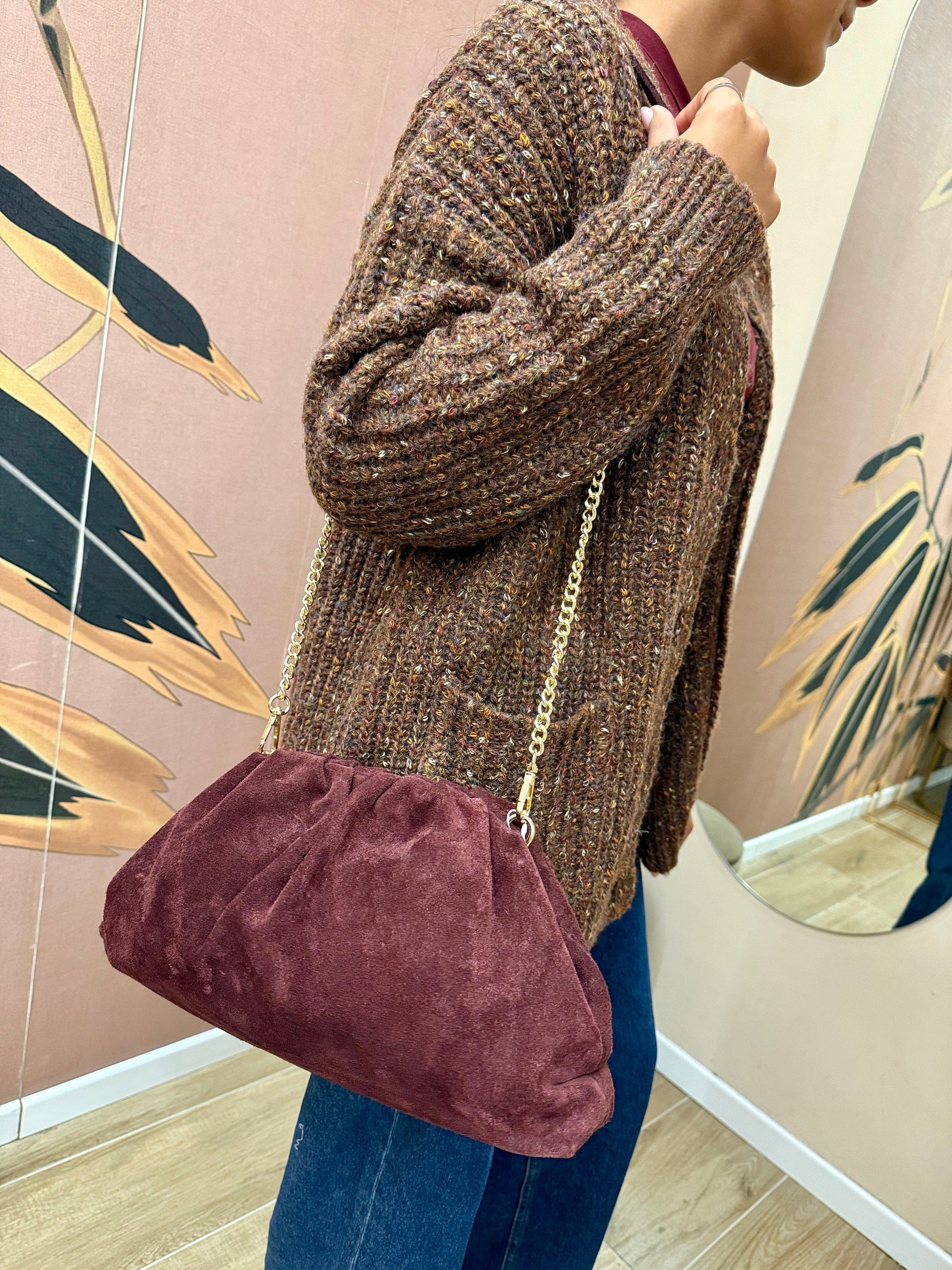 pochette in camoscio misura large - VINO