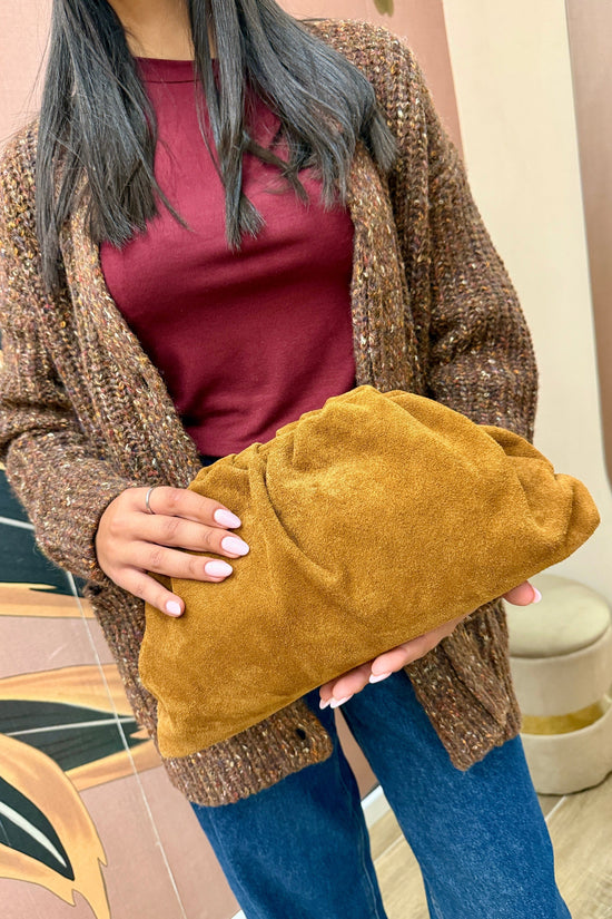 pochette in camoscio misura large - CUOIO