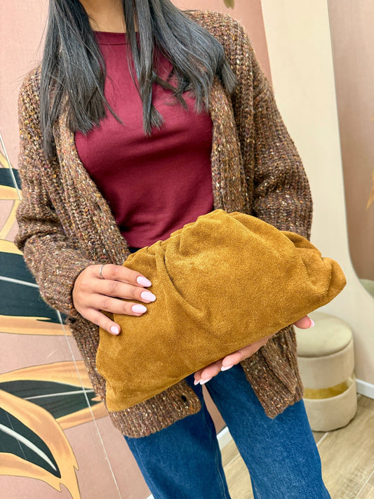 pochette in camoscio misura large - CUOIO