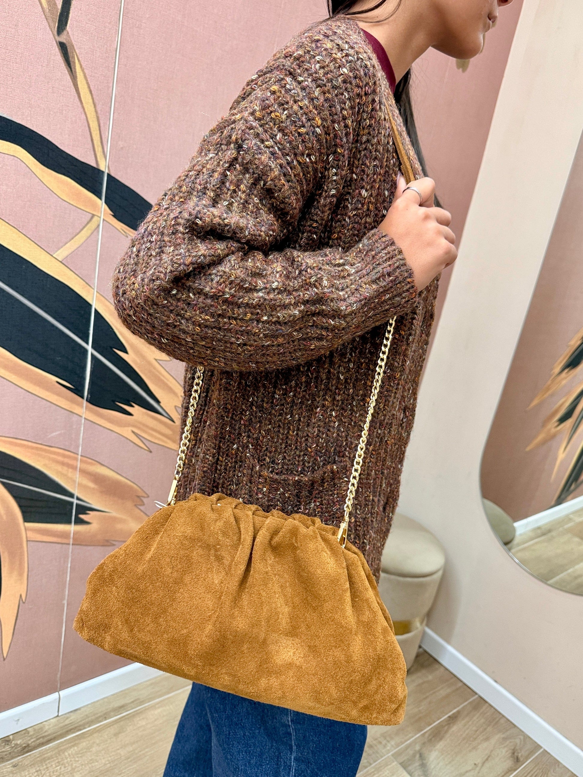 pochette in camoscio misura large - CUOIO