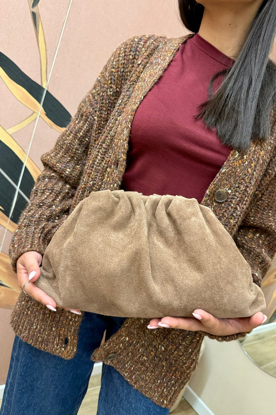 pochette in camoscio misura large - SABBIA