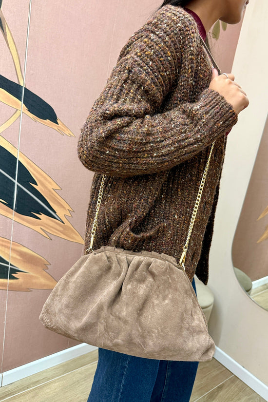 pochette in camoscio misura large - SABBIA