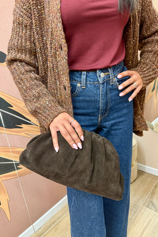 pochette in camoscio misura large - MORO