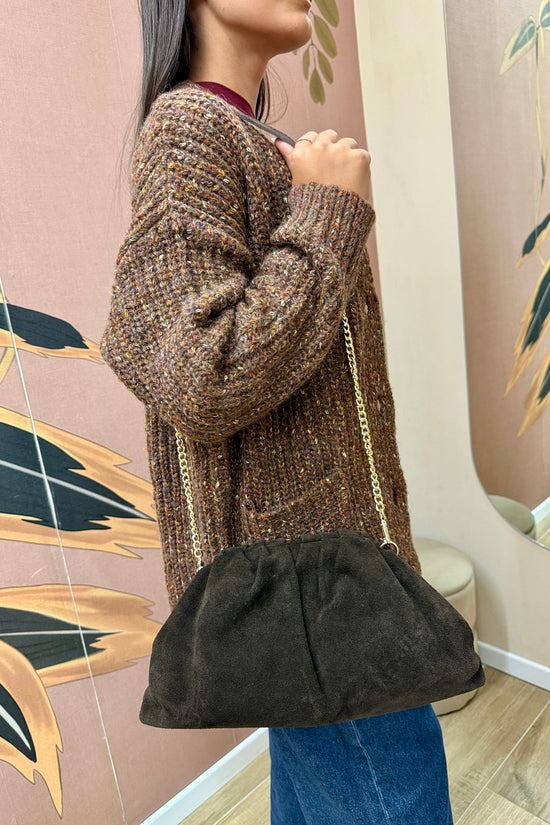 pochette in camoscio misura large - MORO