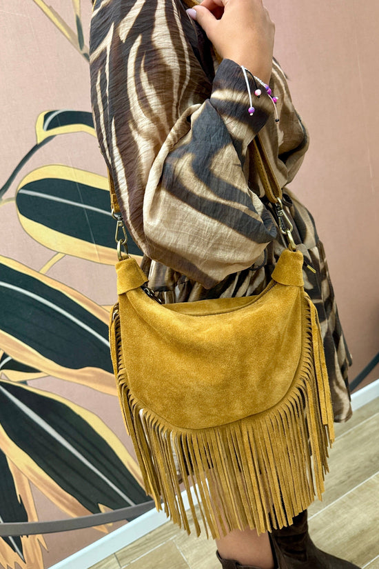Borsa tracolla con frange - CUOIO