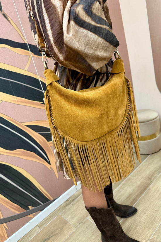 Borsa tracolla con frange - CUOIO