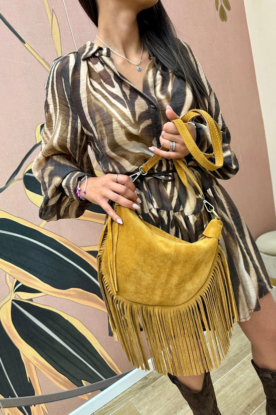 Borsa tracolla con frange - CUOIO