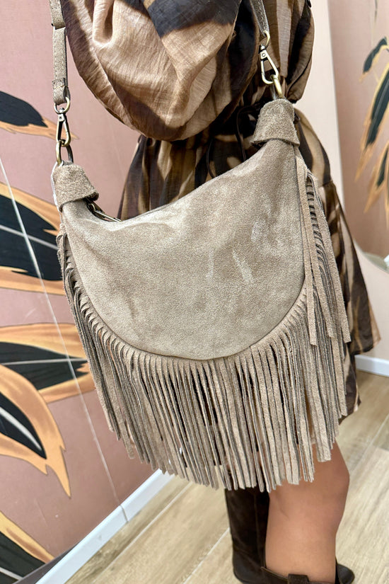 Borsa tracolla con frange - TORTORA