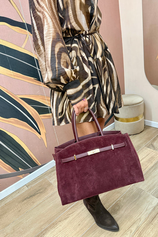 borsa camoscio misura large con fibbia - VINO