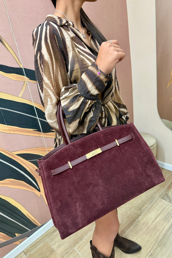 borsa camoscio misura large con fibbia - VINO