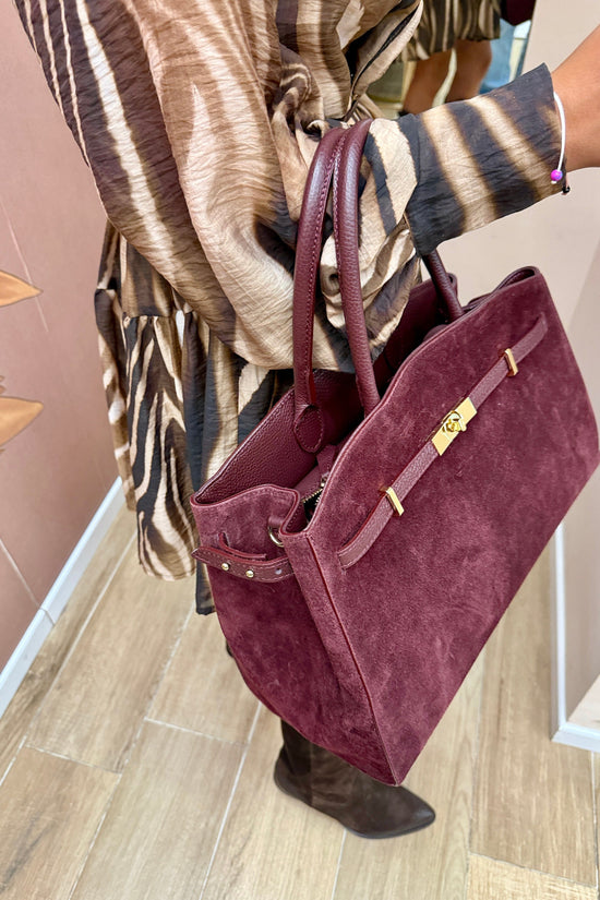 borsa camoscio misura large con fibbia - VINO