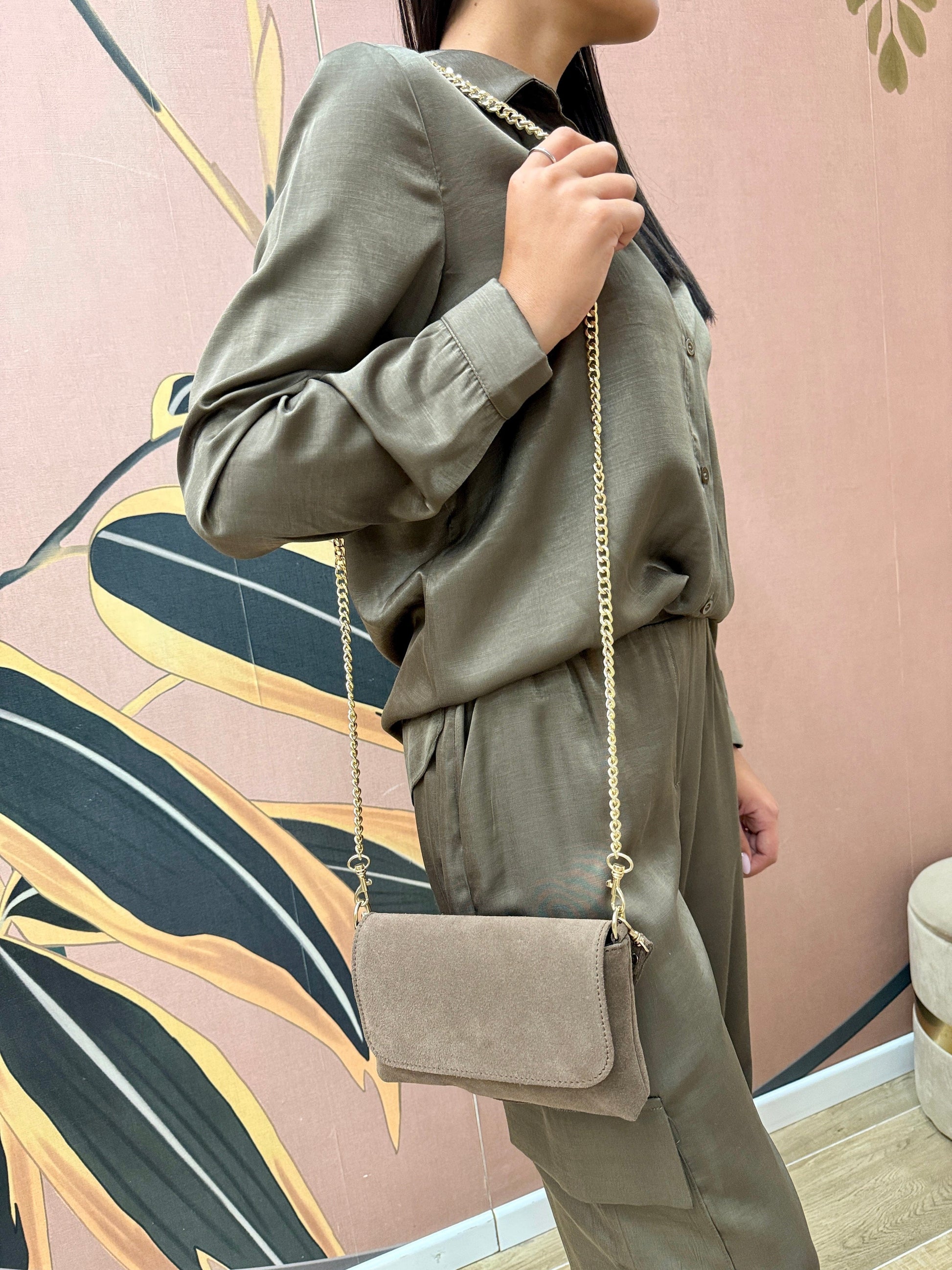 mini tracolla in pelle - SABBIA