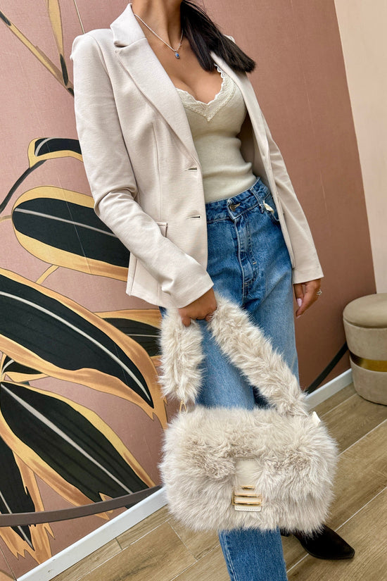 Borsa a tracolla ecopelliccia - BEIGE