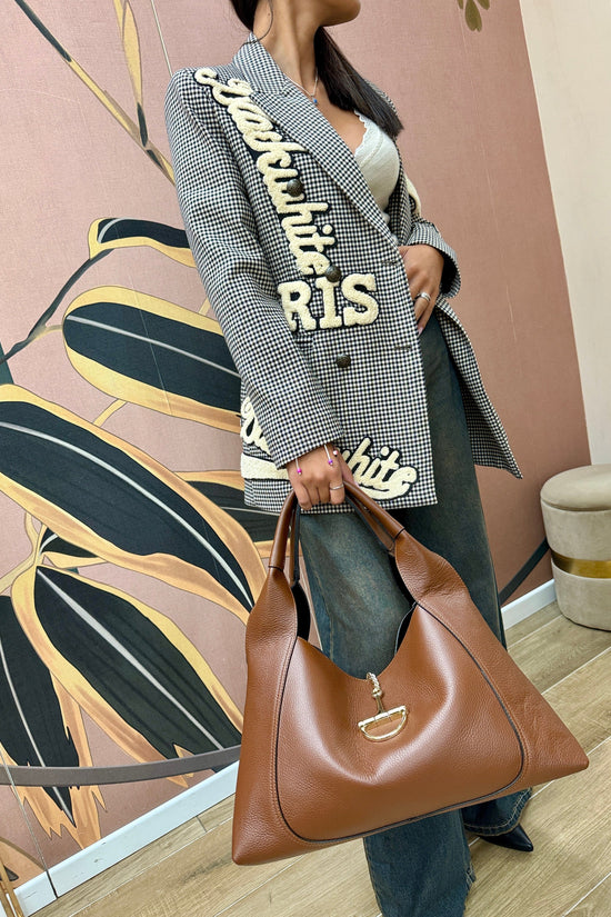 borsa maxi in vera pelle - CUOIO