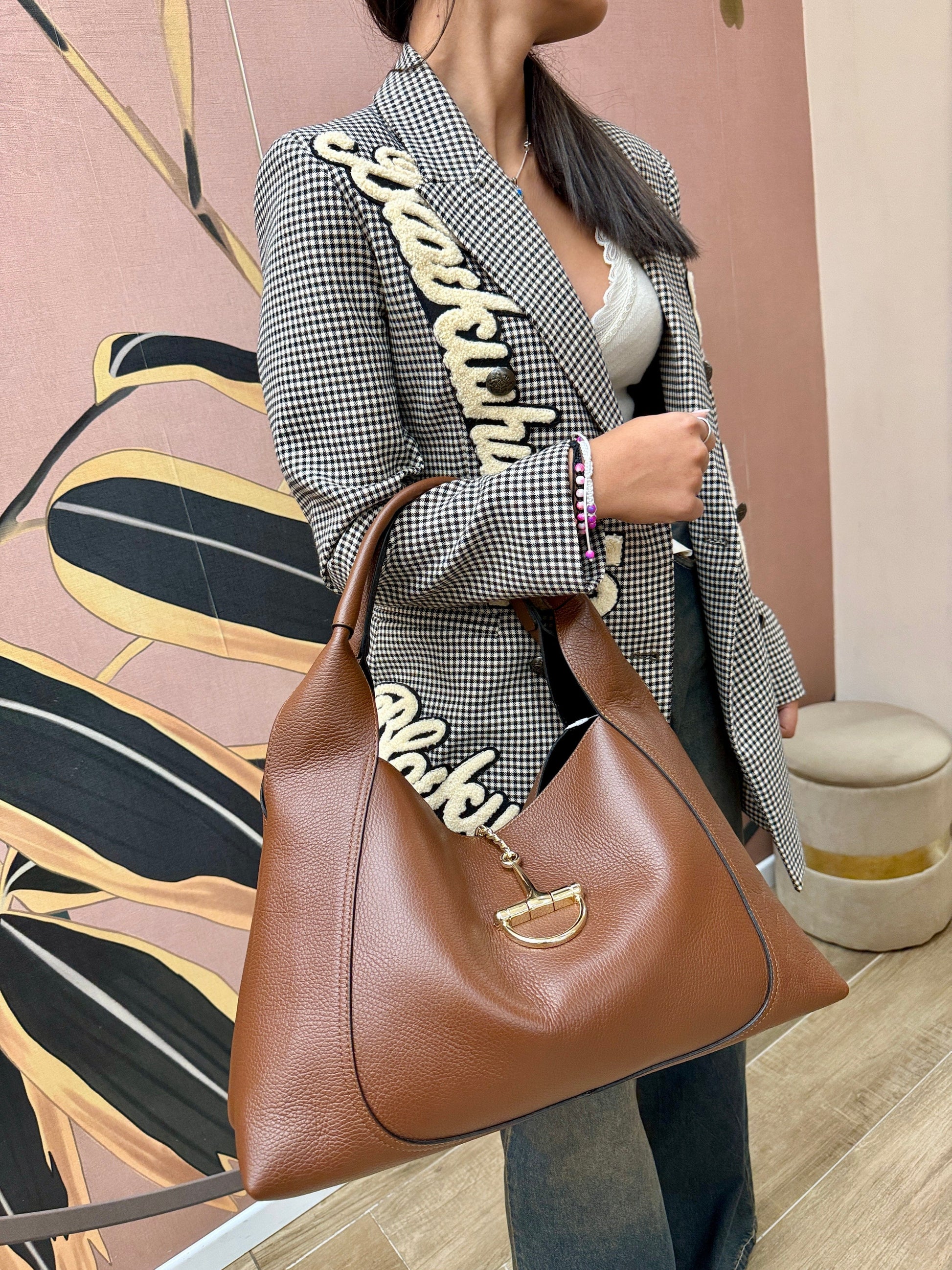 borsa maxi in vera pelle - CUOIO