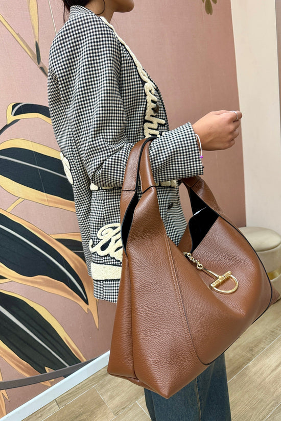 borsa maxi in vera pelle - CUOIO