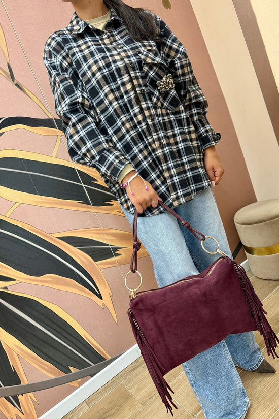 Pochette piatta con frange - VINO