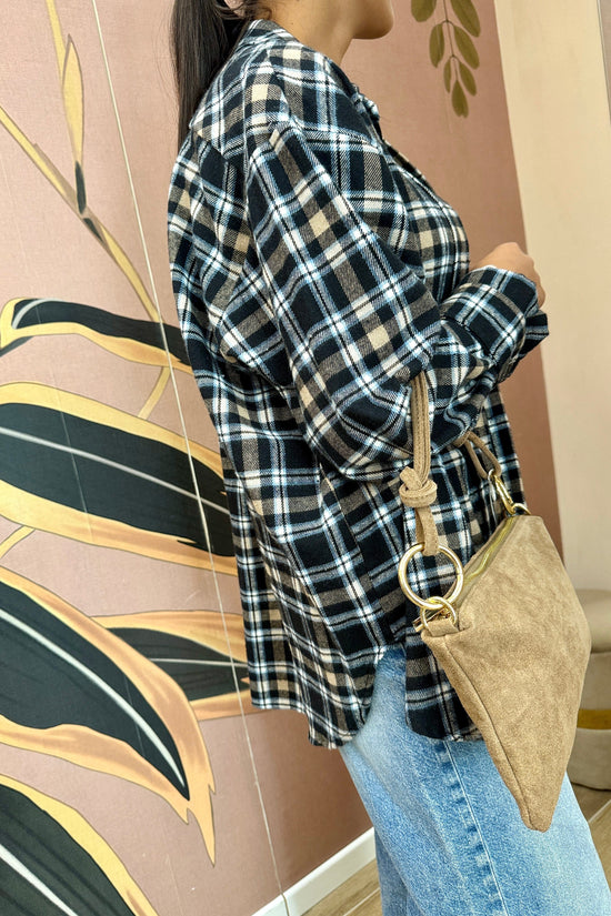 Pochette mini in camoscio - TAUPE