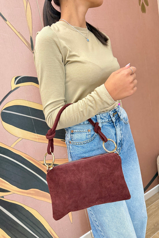 Pochette mini in camoscio - VINO