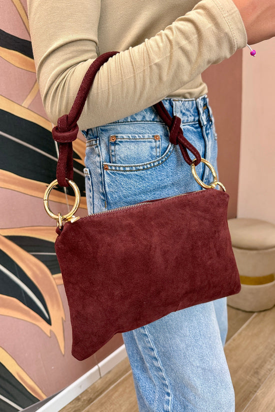 Pochette mini in camoscio - VINO