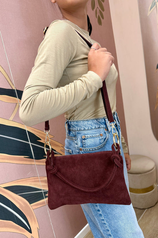 Pochette mini in camoscio - VINO