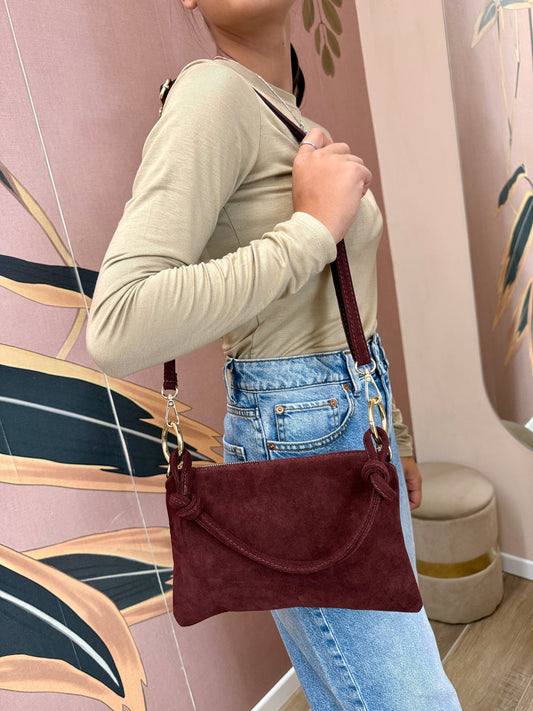 Pochette mini in camoscio - VINO