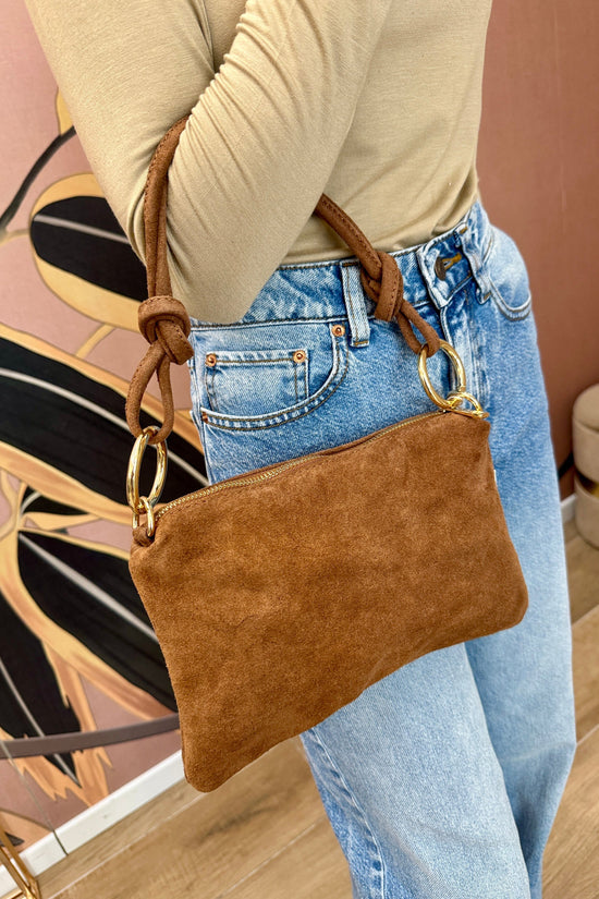 Pochette mini in camoscio - CUOIO