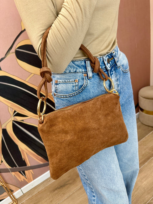 Pochette mini in camoscio - CUOIO